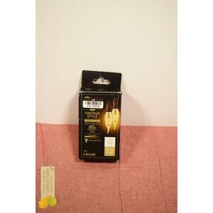 GE Vintage Style LED Light Bulbs Amber Glass 60w 400L Candelabra Base 2-Pack